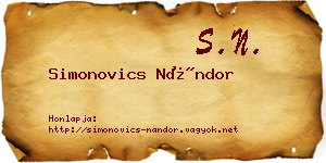 Simonovics Nándor névjegykártya